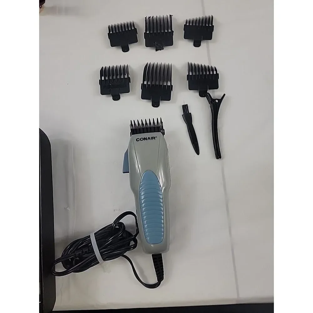 Conair HC244N Gray,‎ Corded Stainless Steel Hair Clipper with Attachments, VGC